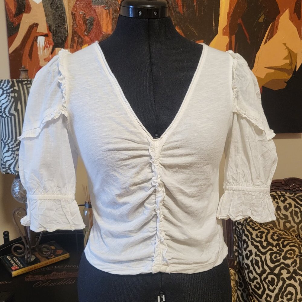 Anthropologie White Full Sleeve Top